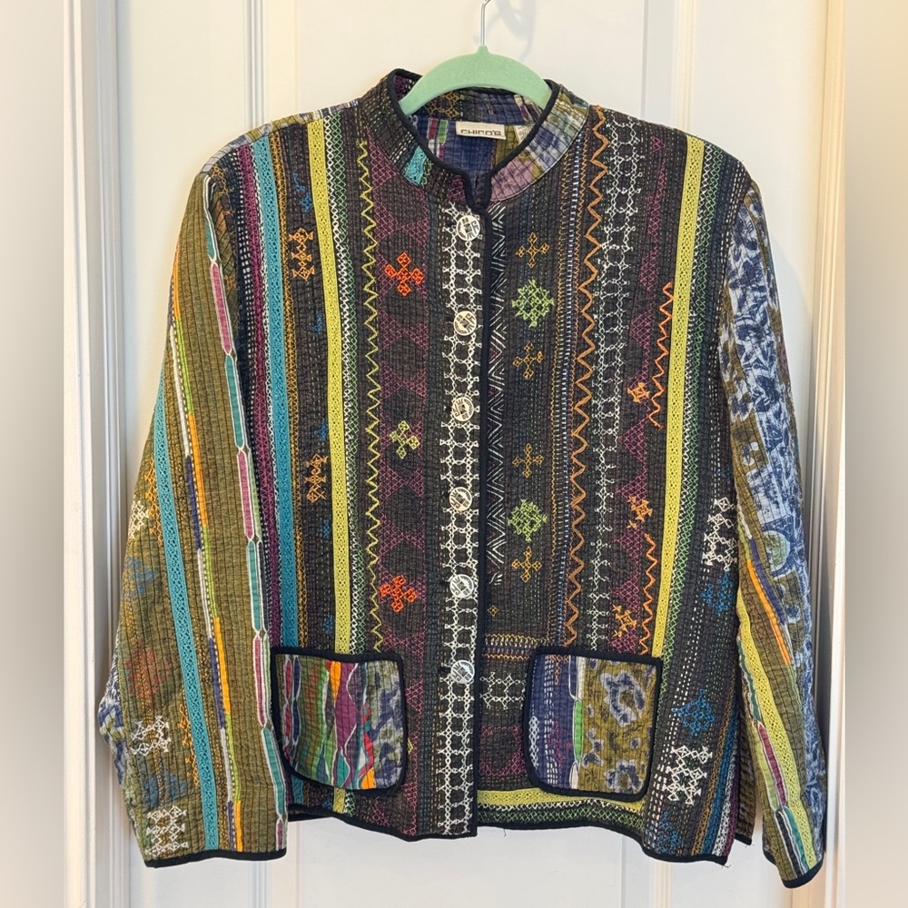 Chico's Multicolor Striped Quilted Jacket